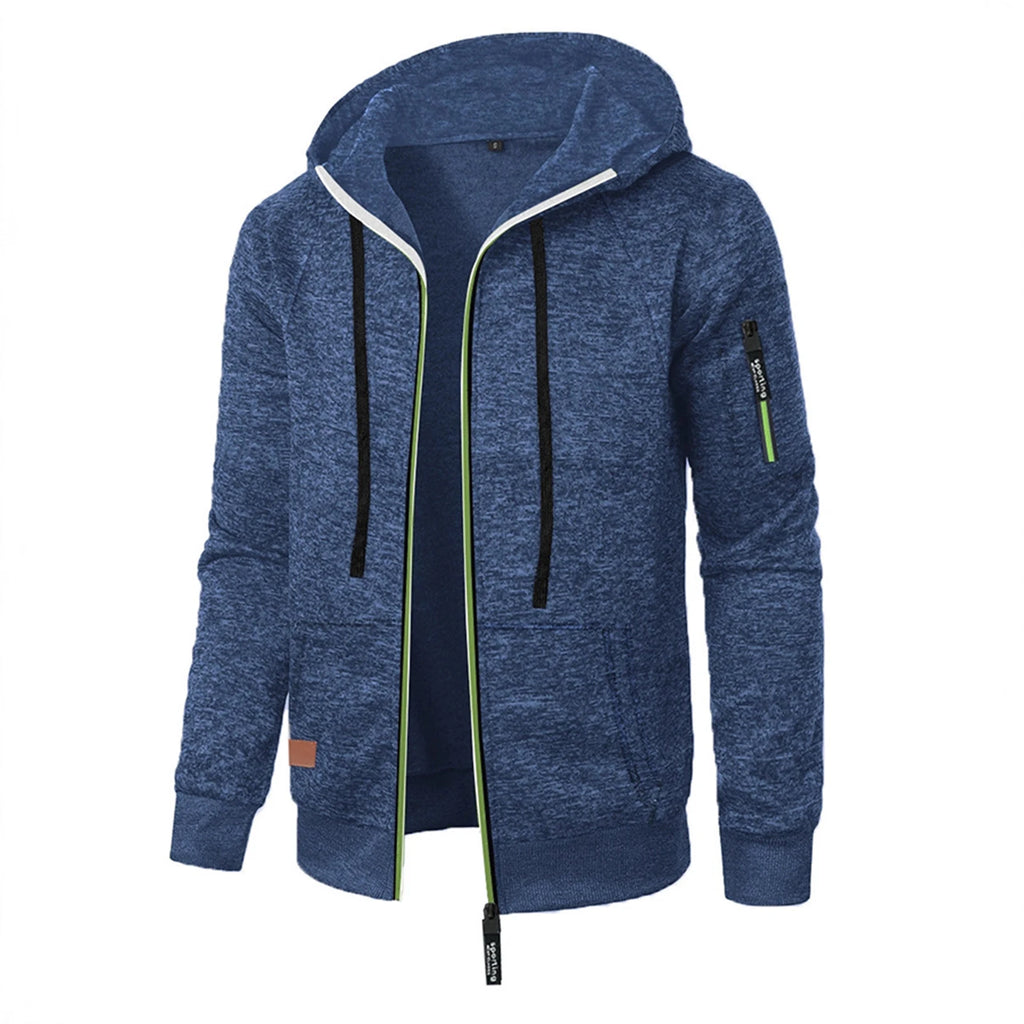 Autumn Winter Sports Sweatshirt Man Retro Workwear Pocket Hooded Zipper Trendy Fashion Hoodies Casual Tops Male Clothes 2025