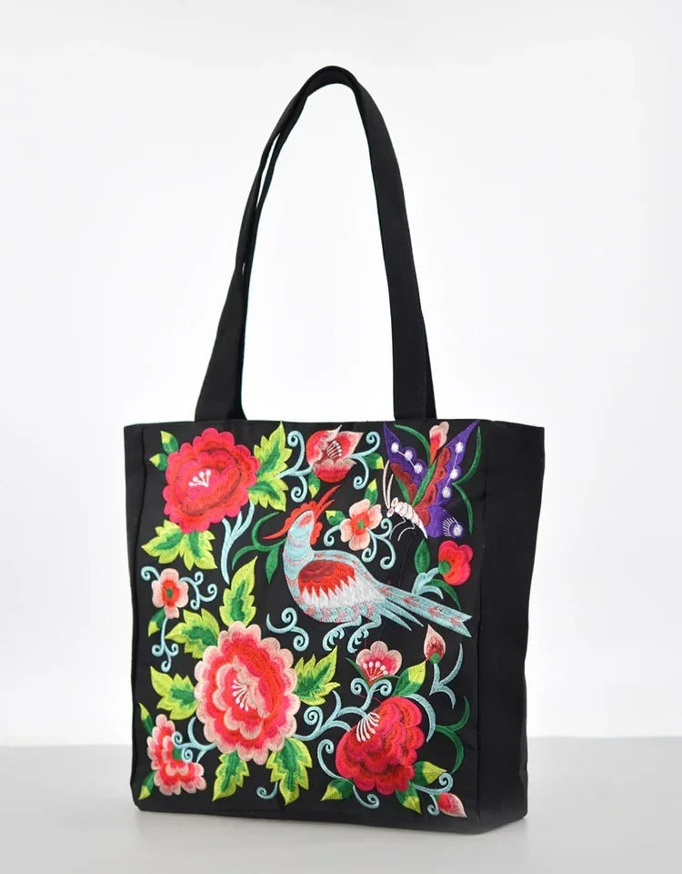 Ethnic Phoenix Embroidered Women's Shoulder Bag Receptor Embroidered Canvas Casual Bag Handbags for Women sac a main femme