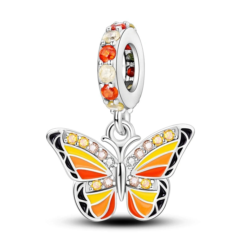 New In 925 Sterling Silver Golden Sunflower Lucky Stars Charm Fit Original Bracelet Necklace Sun Moon Diamond Charm Jewelry DIY