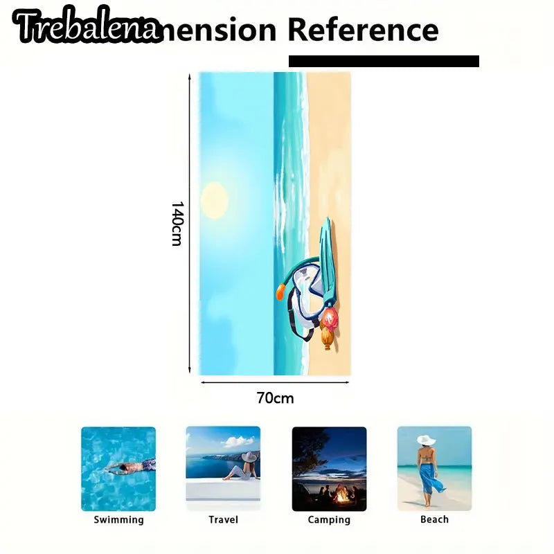 30*60inch Ultra-Soft Beach Towel with Beach Towel with Ocean Scene Snorkel Design