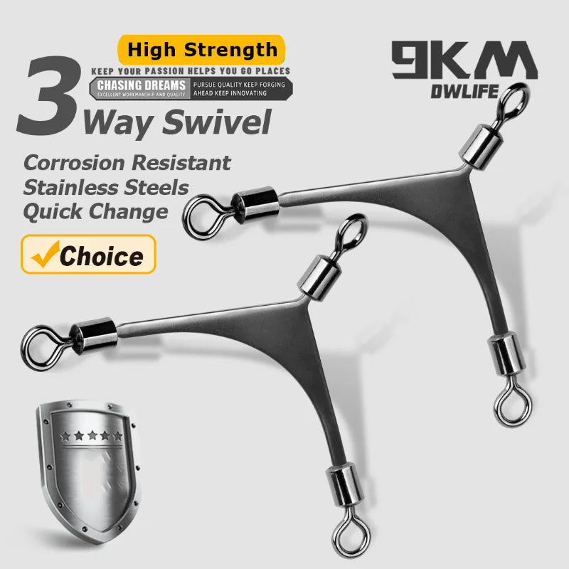 3 Way Swivels Fishing Tackle 15~60Pcs Saltwater Fishing Rolling Barrel Swivels T-Turn Triple Fishing Swivel Cross Line Connector