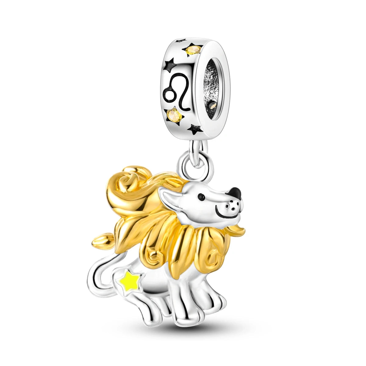 New In 925 Sterling Silver Golden Sunflower Lucky Stars Charm Fit Original Bracelet Necklace Sun Moon Diamond Charm Jewelry DIY