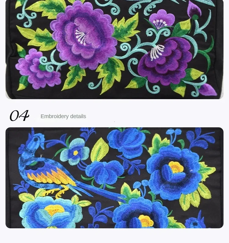 Ethnic Phoenix Embroidered Women's Shoulder Bag Receptor Embroidered Canvas Casual Bag Handbags for Women sac a main femme