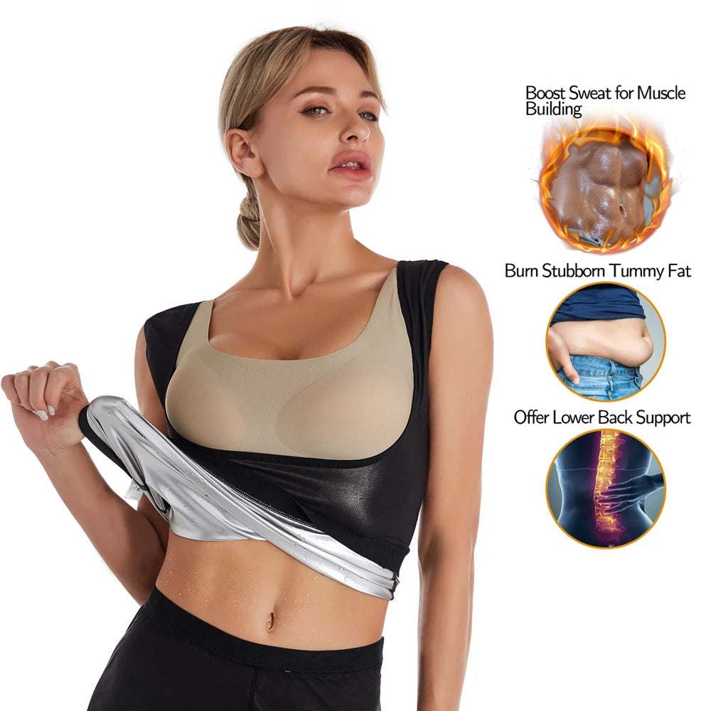 1PCS Women’s Sweat Vest for Weight Loss – Heat-Trapping Sauna Tank Top, Slimming Workout Shirt with Compression for Faster Sweat