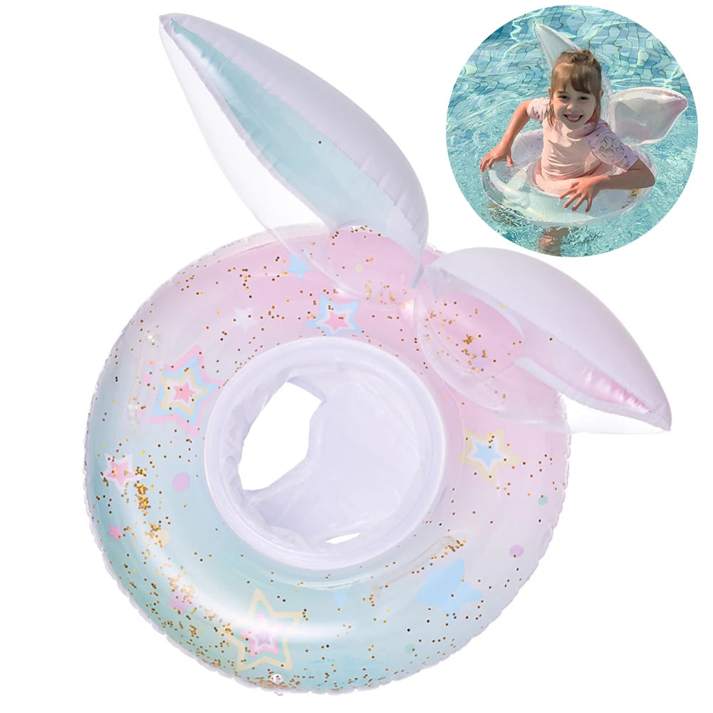 Children Inflatable Swimming Ring with Seat Baby Swimming Float Swimming Pool Toys Swim Tubes Rings for Kids Outdoor Pool Toys