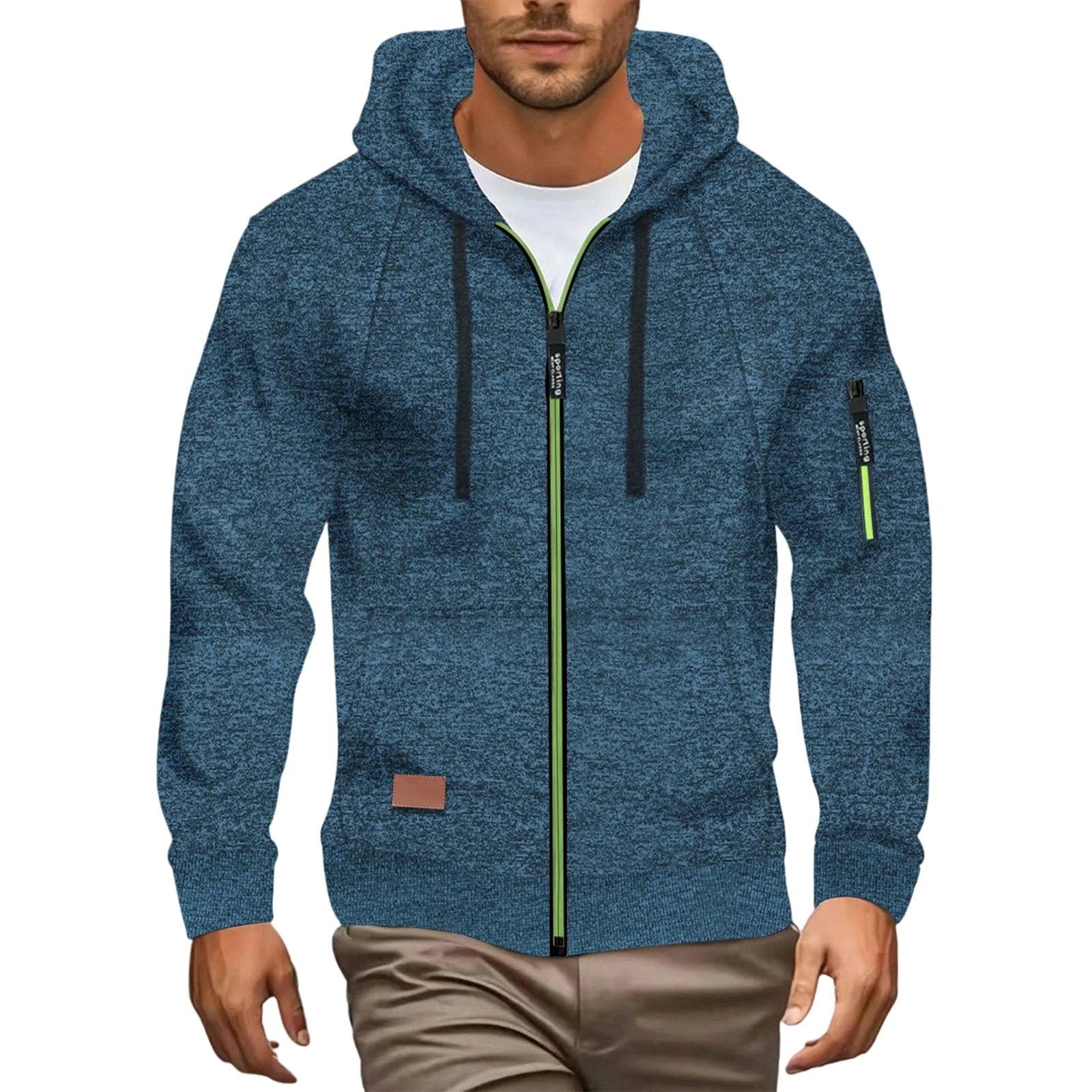 Autumn Winter Sports Sweatshirt Man Retro Workwear Pocket Hooded Zipper Trendy Fashion Hoodies Casual Tops Male Clothes 2025