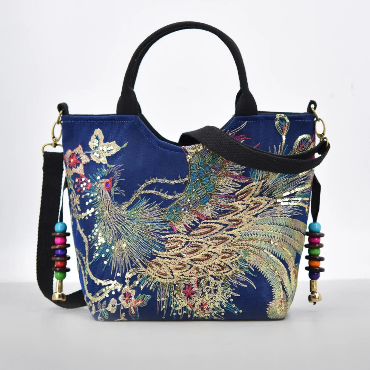 Phoenix Embroidered Sequin Handbag, Ethnic Style Embroidered Handbag, Women's Ethnic Travel Bohemian Bag