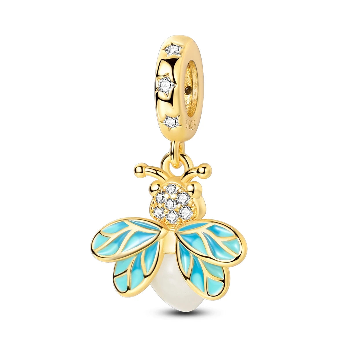 New In 925 Sterling Silver Golden Sunflower Lucky Stars Charm Fit Original Bracelet Necklace Sun Moon Diamond Charm Jewelry DIY