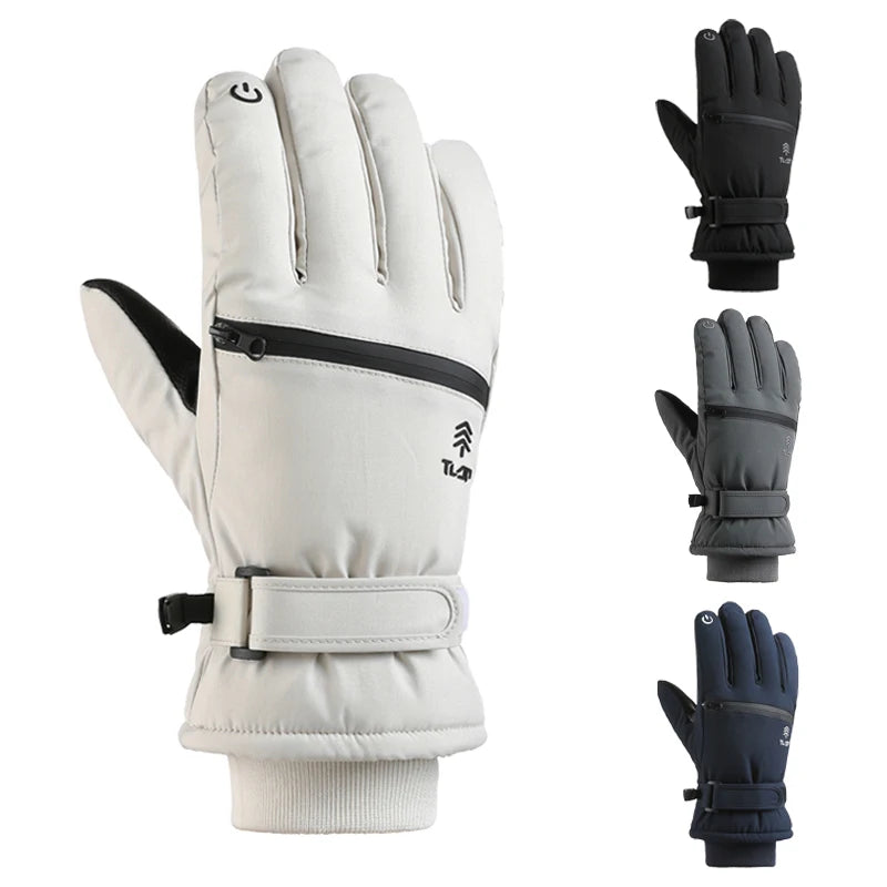 Men’s Winter Ski Gloves with Backhand Zipper Pocket Touch Screen Snow Gloves Ideal for Skiing Snowboarding Cycling