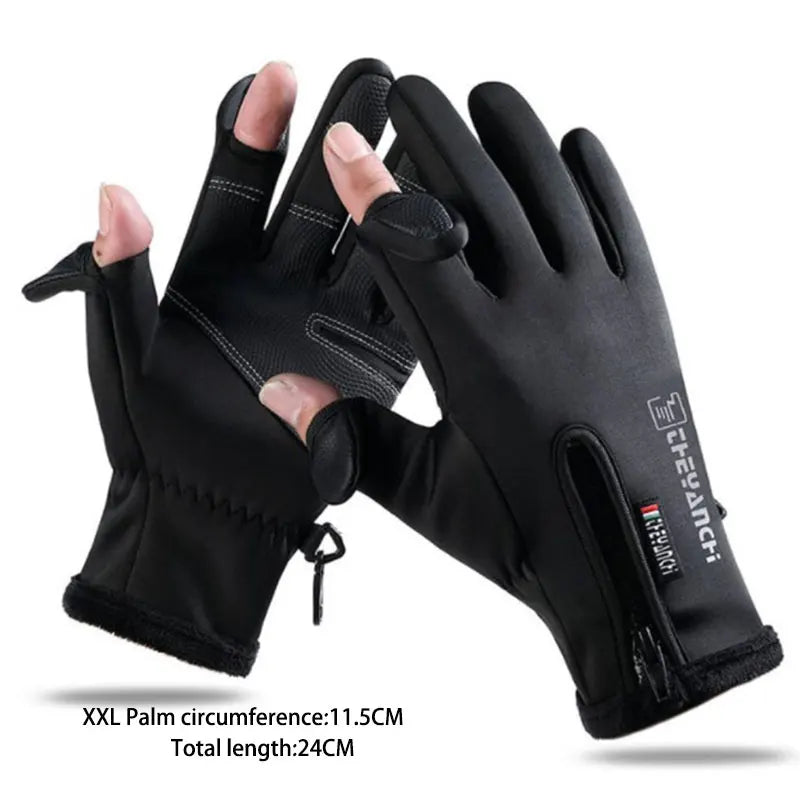 Winter Fishing Gloves 2 Finger Flip Waterproof Winter Gloves Windproof Photograph Men Women Warm Protection Fish Angling Gloves