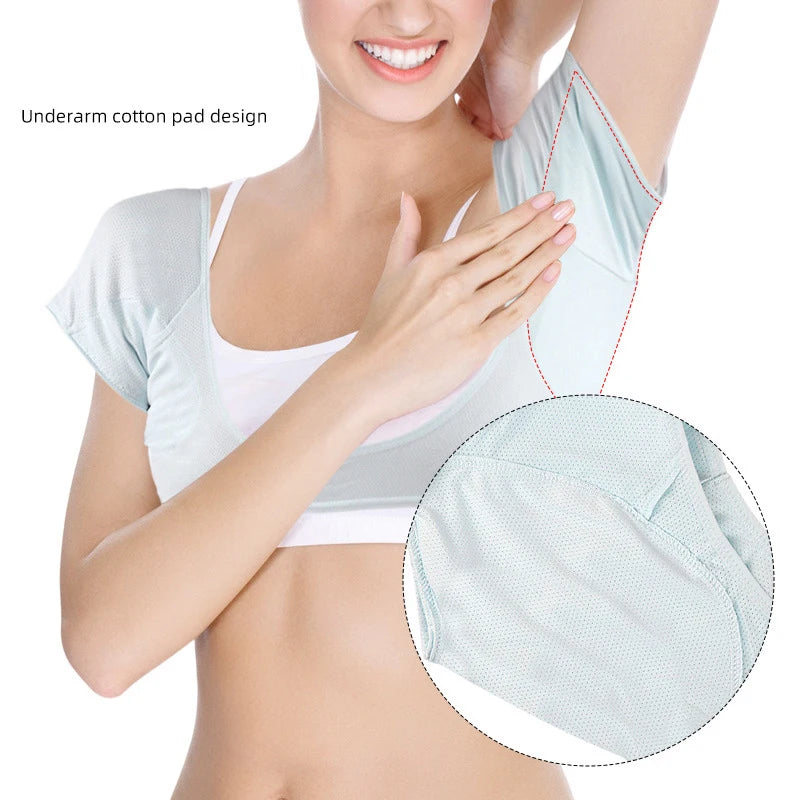 High Quality Sweat Absorbing Clothes Ultra-thin Mesh Quick-drying Chest Wrap Vest Sweat Proof Underarm Sweat Pads T-shirt Women