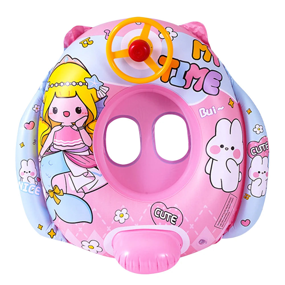 Children Inflatable Swimming Ring with Seat Baby Swimming Float Swimming Pool Toys Swim Tubes Rings for Kids Outdoor Pool Toys