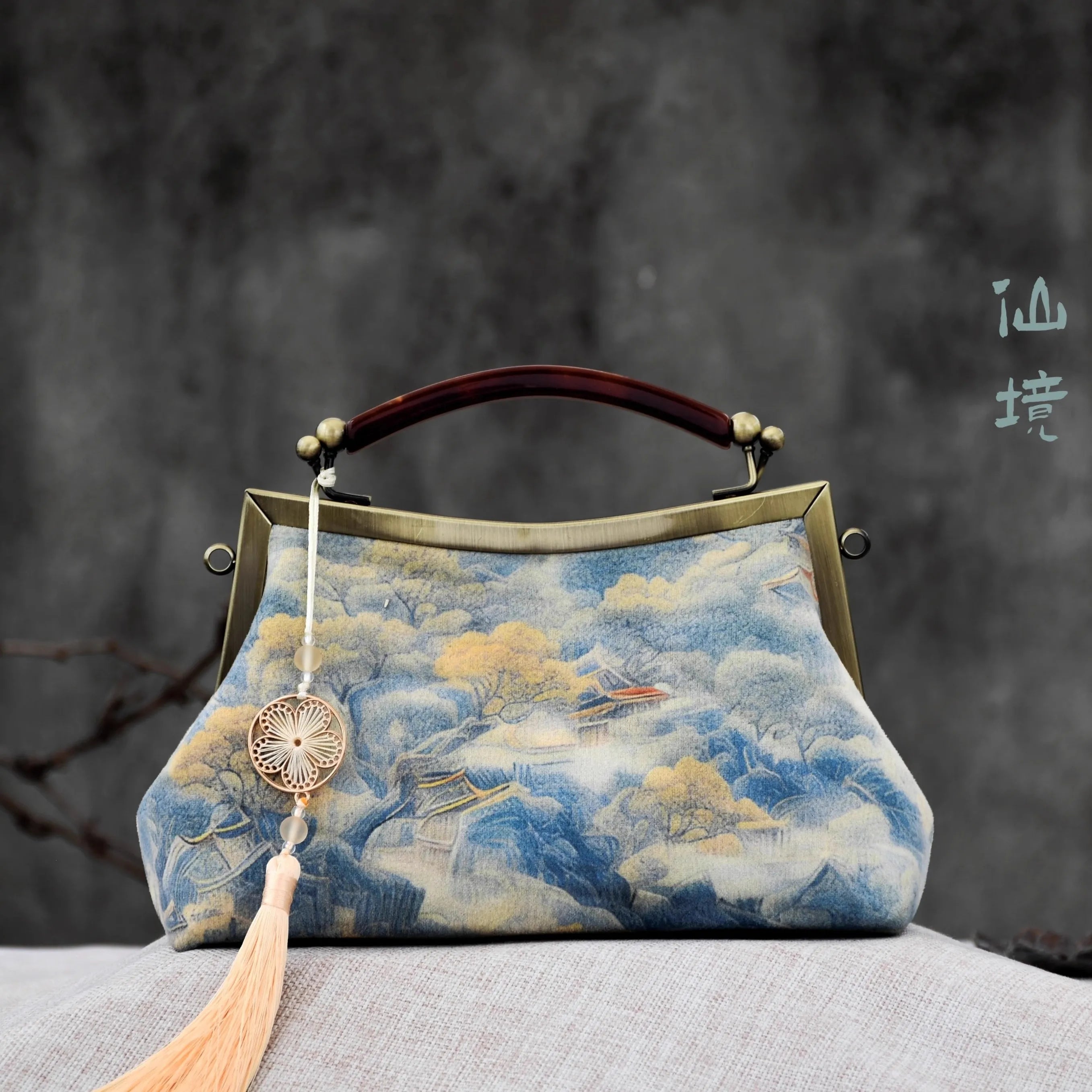 Classic Chocolate Top Handle Europe America Bag Chinese Bags Fringe Tassel Style Vintage Women Bag Chain Strap Women's Handbags
