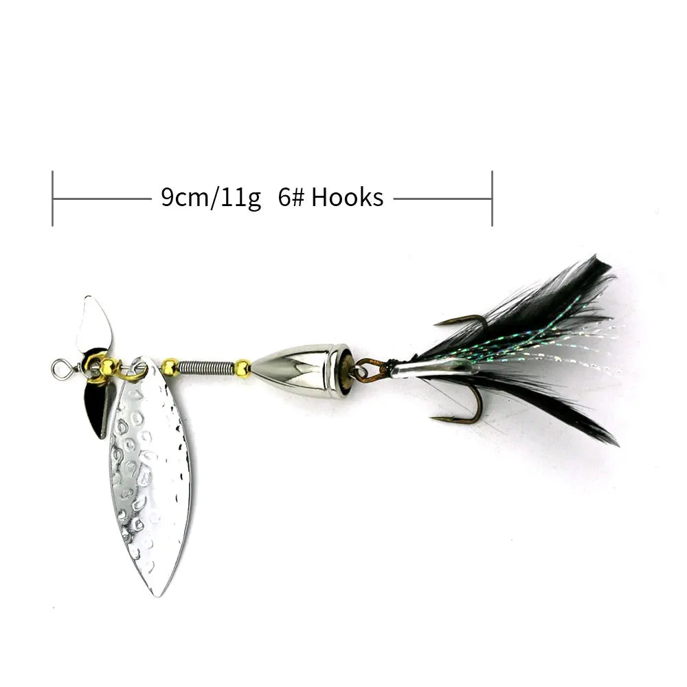 5g Spinnerbait Metal Fishing Lure Artificial Bait Fishing Tackle Feather Hook Spoon Bait with Bright Color