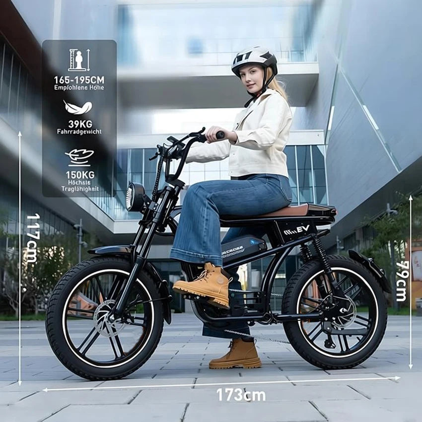 EVERCROSS TECH EK30 Electric bike adult, e-car 20 "x4.0 wide tires, motor 250W, speed 25 km/h, autonomy 100km