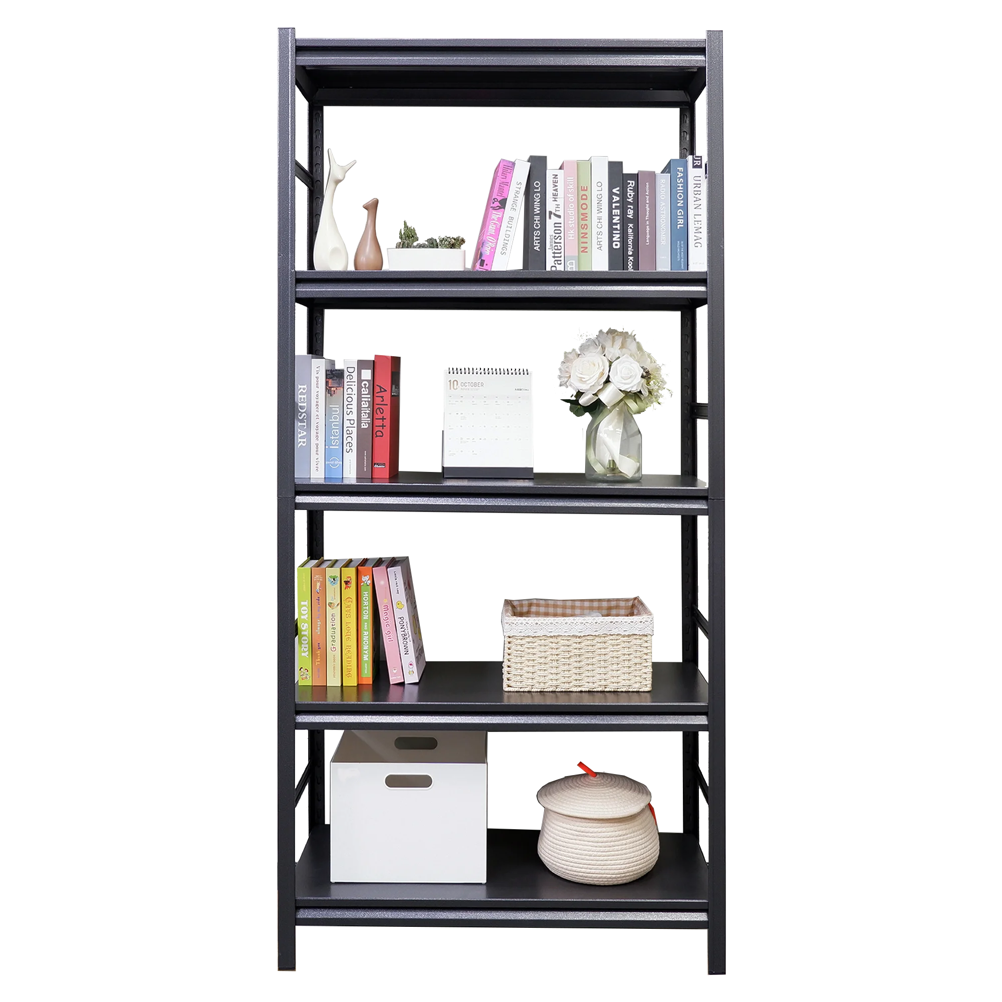 Adjustable Heavy Duty Metal Shelving 5-Tier Storage Shelves 2000LBS Load Kitchen Garage Pantry H63 * W31.5 * D15.7