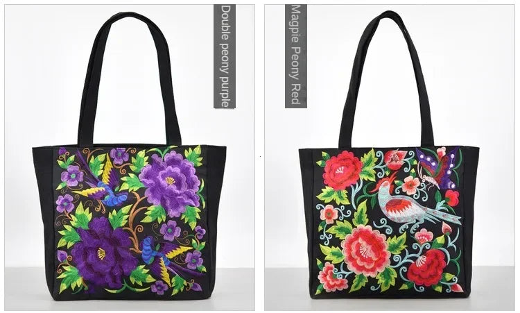 Ethnic Phoenix Embroidered Women's Shoulder Bag Receptor Embroidered Canvas Casual Bag Handbags for Women sac a main femme