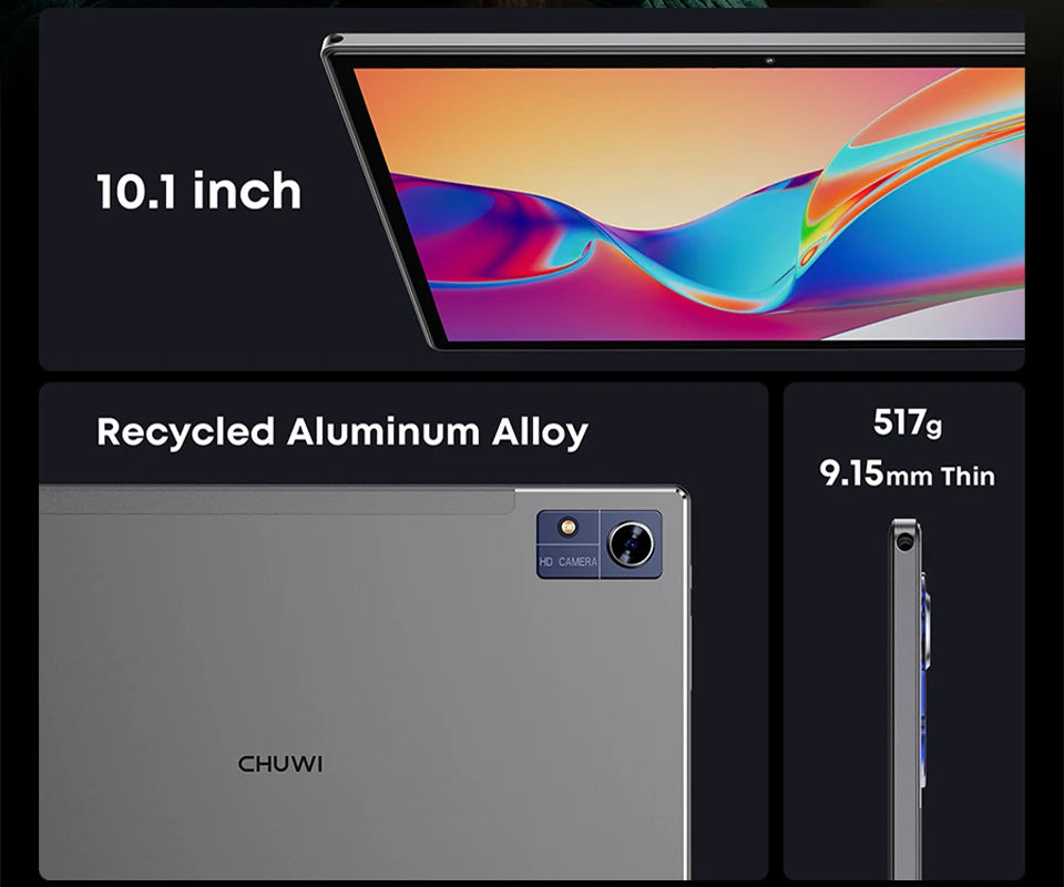 CHUWI Hi10X Pro 10.1 Inch 800*1280 IPS Screen Unisoc T606 4GB RAM 128GB ROM Tablets 2.4G/5G Wifi Android 14 Tablet PC 7000mah