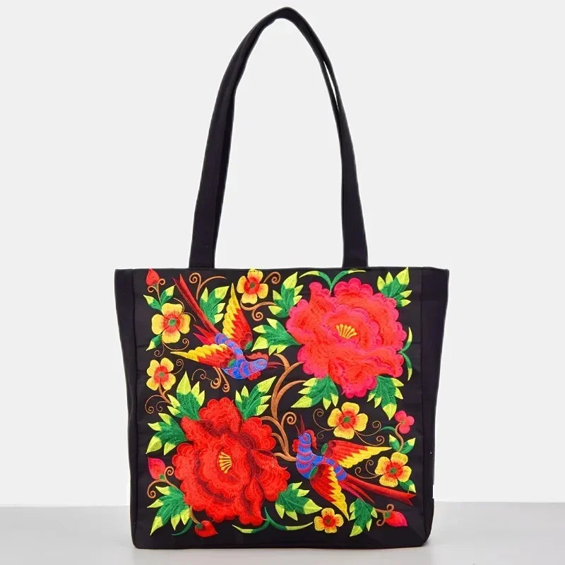 Ethnic Phoenix Embroidered Women's Shoulder Bag Receptor Embroidered Canvas Casual Bag Handbags for Women sac a main femme