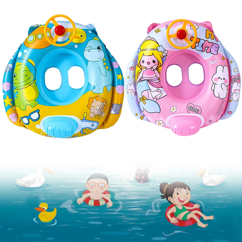 Children Inflatable Swimming Ring with Seat Baby Swimming Float Swimming Pool Toys Swim Tubes Rings for Kids Outdoor Pool Toys