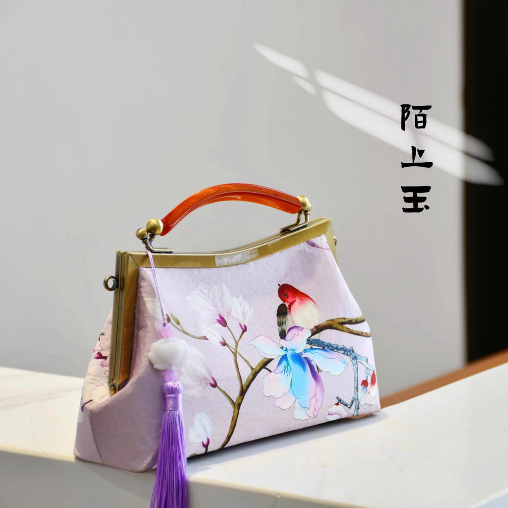 Classic Chocolate Top Handle Europe America Bag Chinese Bags Fringe Tassel Style Vintage Women Bag Chain Strap Women's Handbags