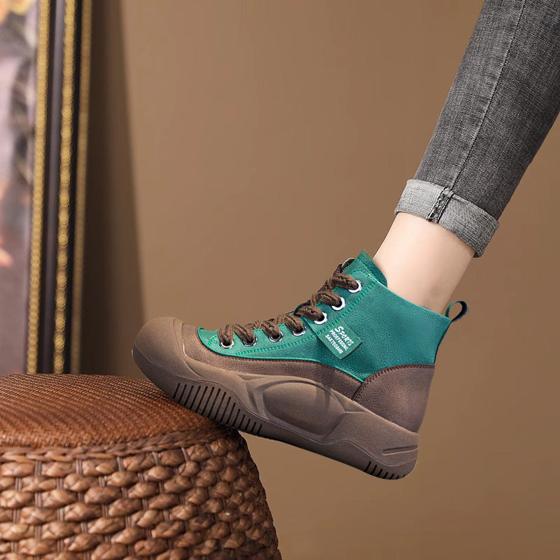 Womens High Top Casual Thick Soled Height Increasing Boots