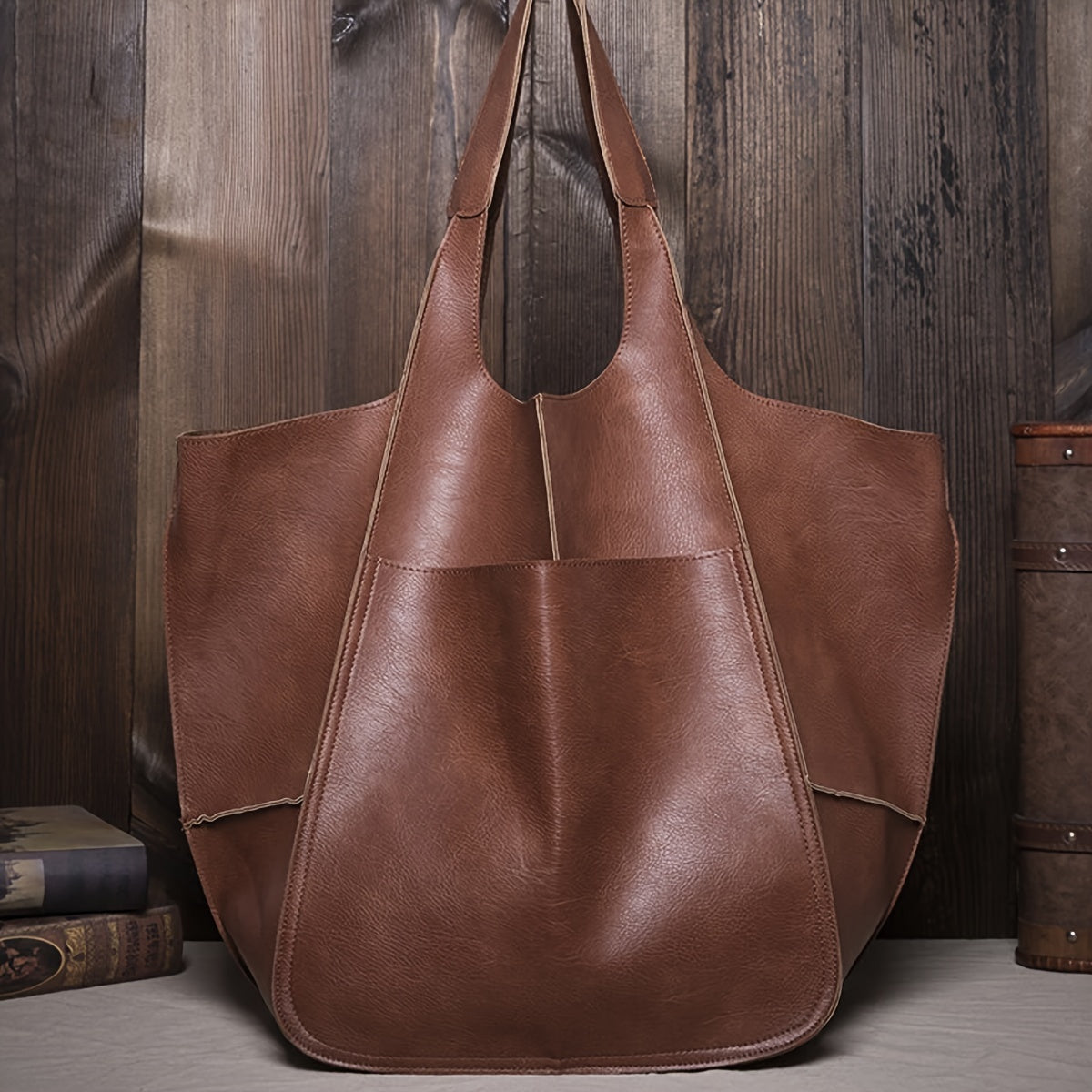 MAJUE Vintage Beach Tote Bag, Large Heavy-Duty with Fixed Shoulder Strap, for Pool Travel Shopping, Elegant Solid, Easy-Care Handbags