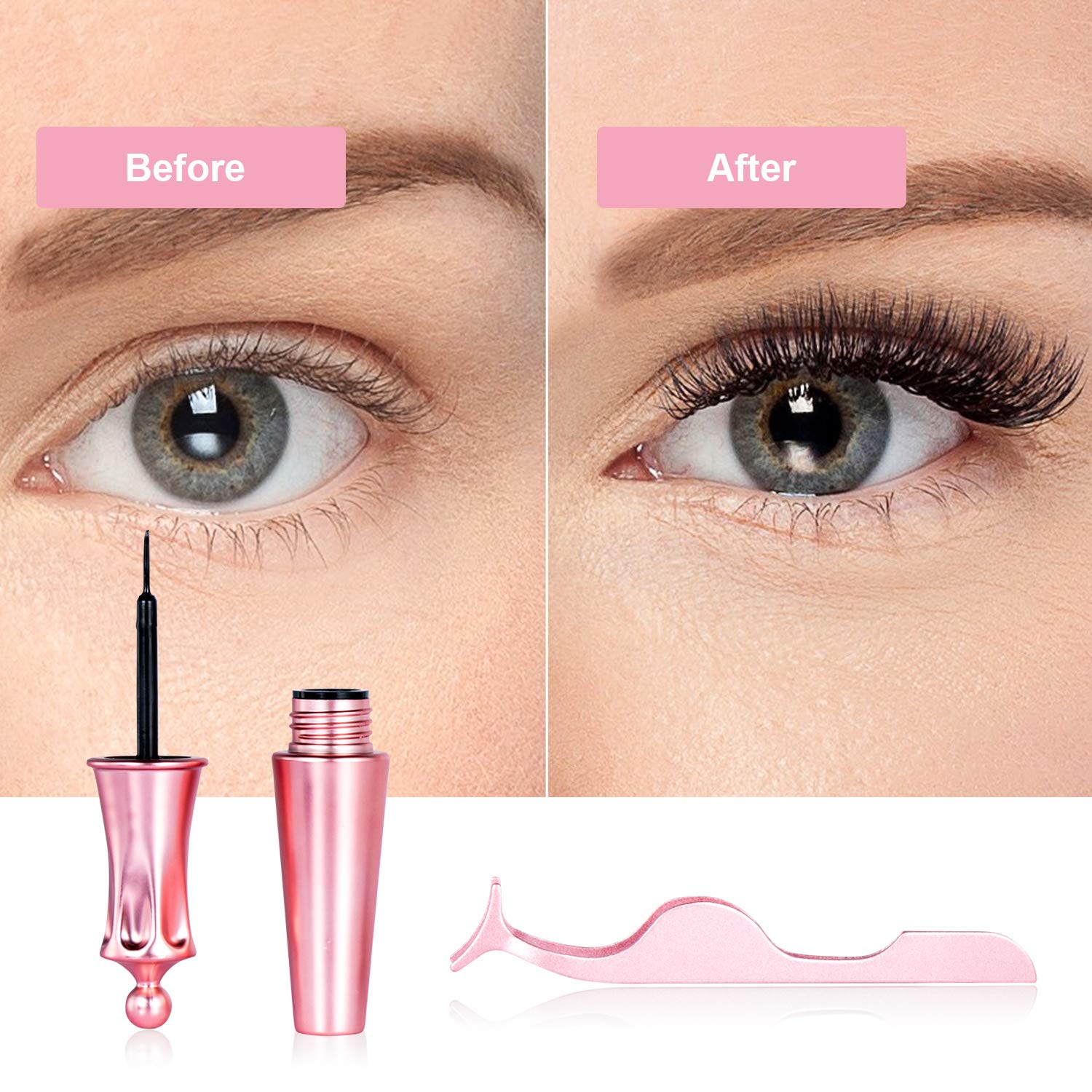 5 Pairs Magnetic Eyelashes And Eyeliner Kit Reusable 3D Magnetic False Lashes Extension No Glue Needed - Eyes Makeup Sets for Mother