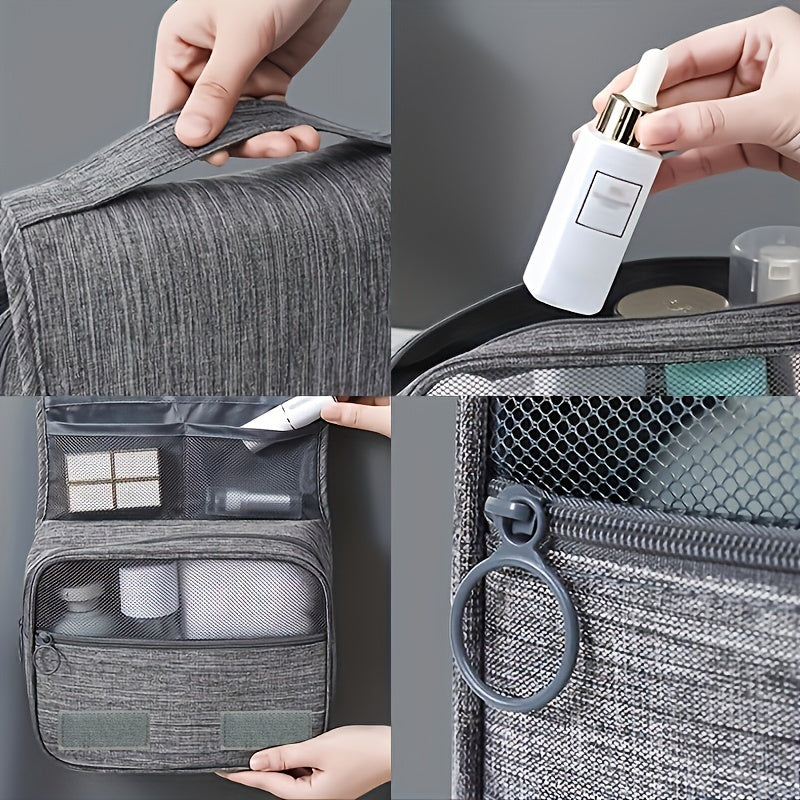 [Large Makeup Organizer] Durable Polyester Large Capacity Makeup Organizer Bag | Travel & Business, Wet & Dry Separation, Multiple Compartments for Cosmetics, Toiletries, And Accessories
