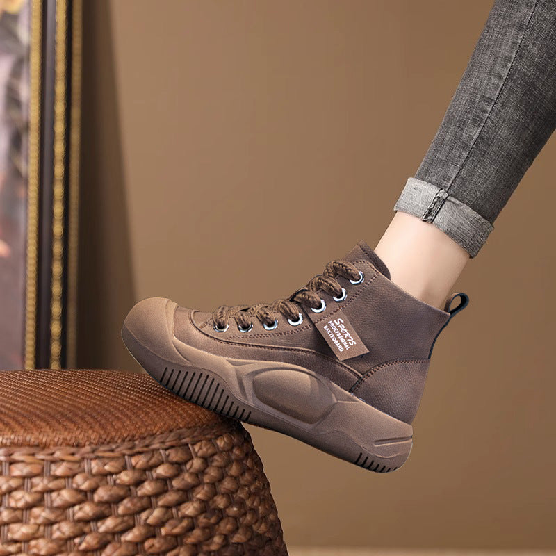 Womens High Top Casual Thick Soled Height Increasing Boots