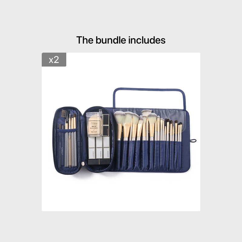 [Makeup Brush Organizer Bag] Large Capacity Makeup Brush Organizer Bag - Multi-Functional Korean Style Portable Cosmetic Pouch for Students