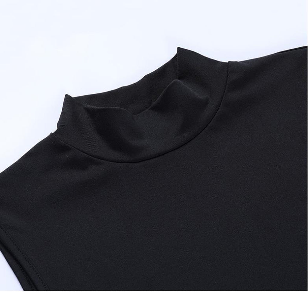 Sexy High Neck Bodycon Long Dress With Side Hollow And High Slit | Solid Color, Style, Suitable For Spring/Fall