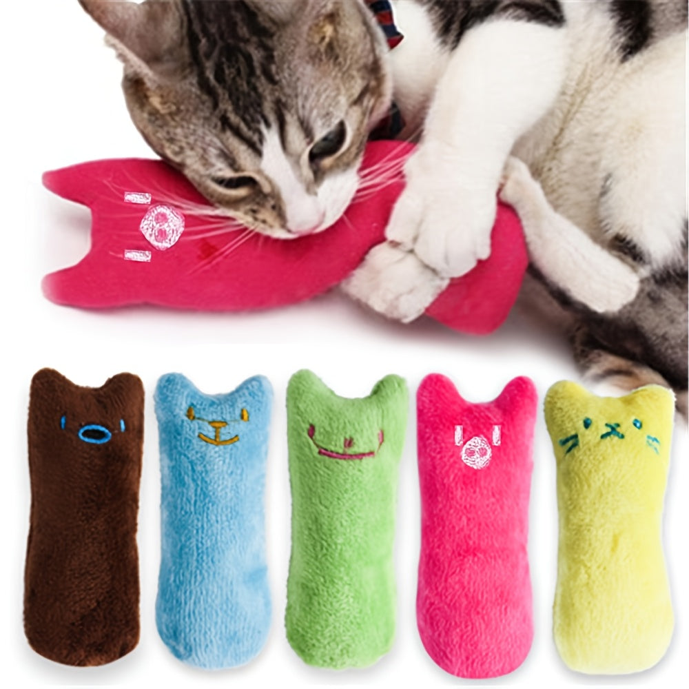 1pc Cat Design Cat Teaser Toy Containing Squeaky Plush Pillow Toy Interactive Pet Supply