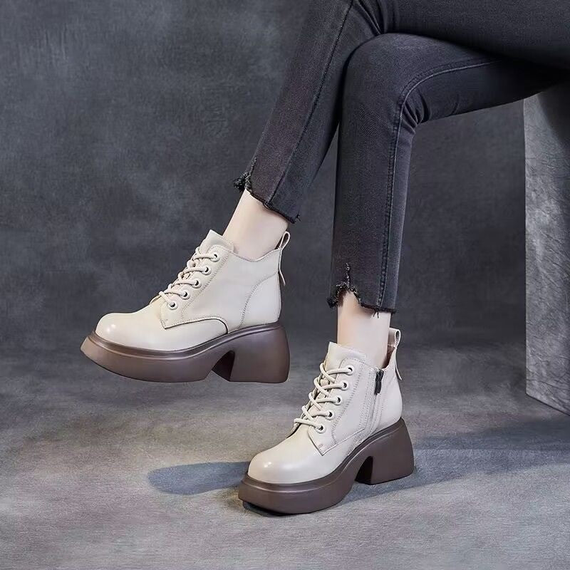 Womens Mid-calf Boots With Thick Chunky Heels