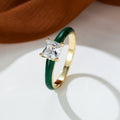 [Elegant Blue | Vintage] Elegant Blue 1pc Synthetic Zirconia Ring | Vintage-Inspired Square Design, Goldentone Clasp | Women's Casual Jewelry, Perfect Gift