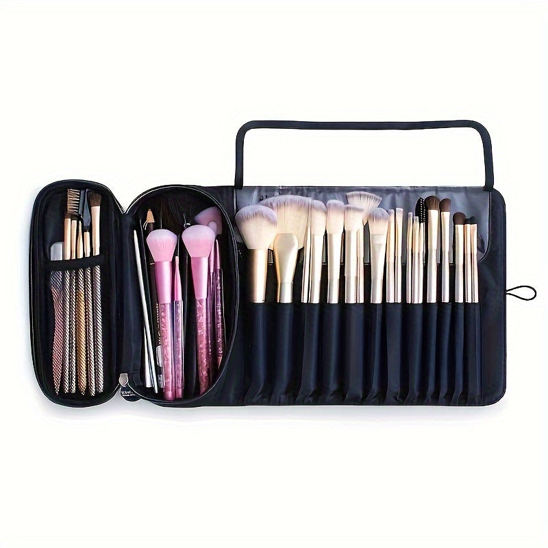 [Makeup Brush Organizer Bag] Large Capacity Makeup Brush Organizer Bag - Multi-Functional Korean Style Portable Cosmetic Pouch for Students