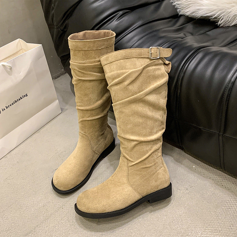 Womens Slim-fit High-top Boots For Fall And Winter